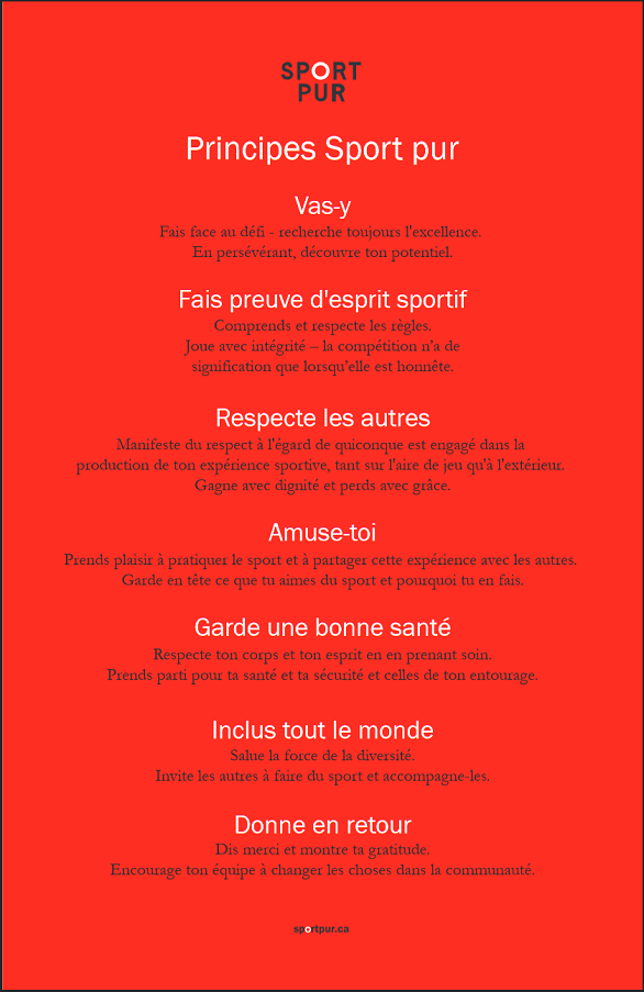 Affiche Principes Sport pur – en français